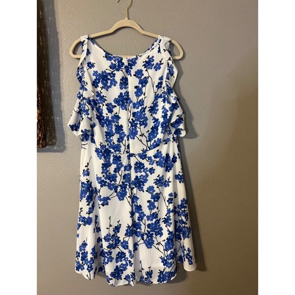Nine West Dress 12 Cobalt Blue White Flowy Statement Sleeves Career Church - Picture 7 of 7